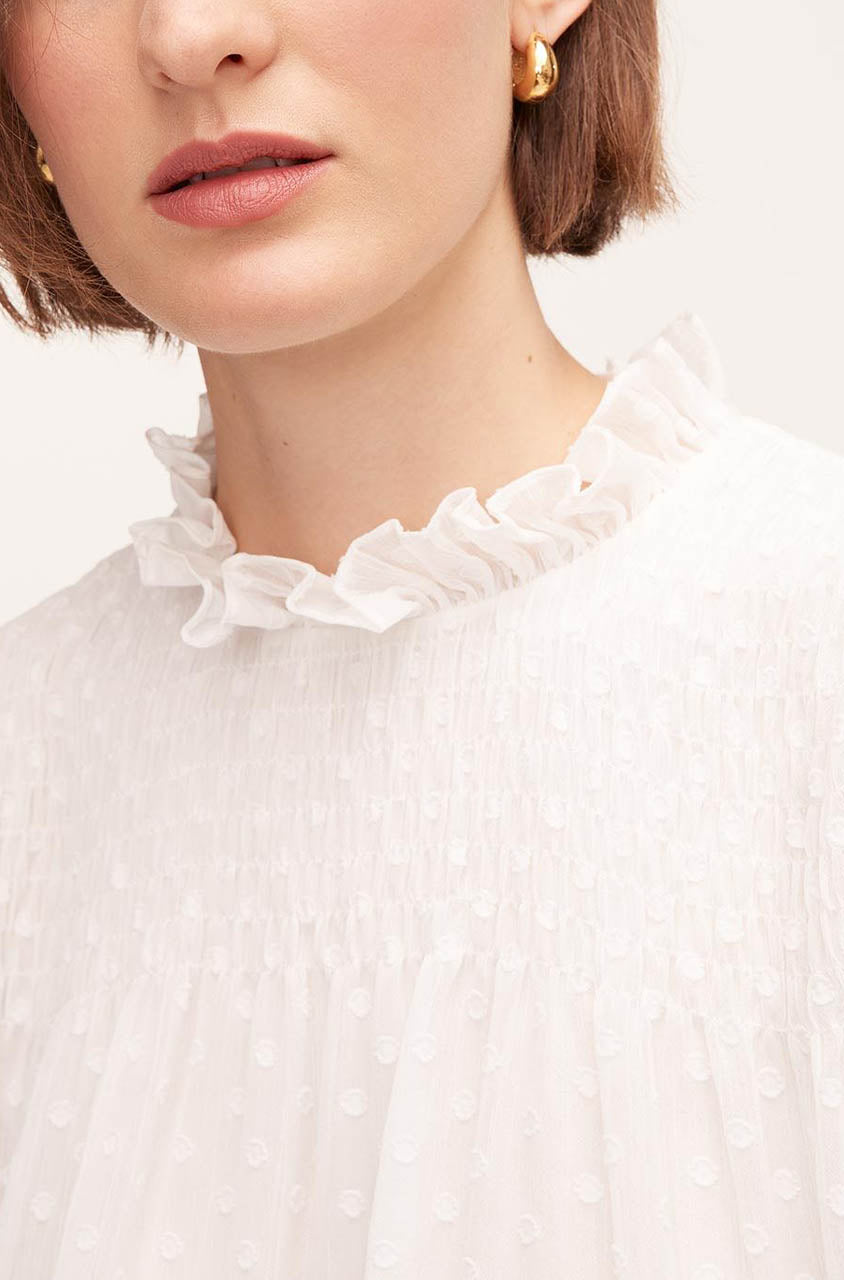 Clip Dot Blouse in Snow by Rebecca Taylor