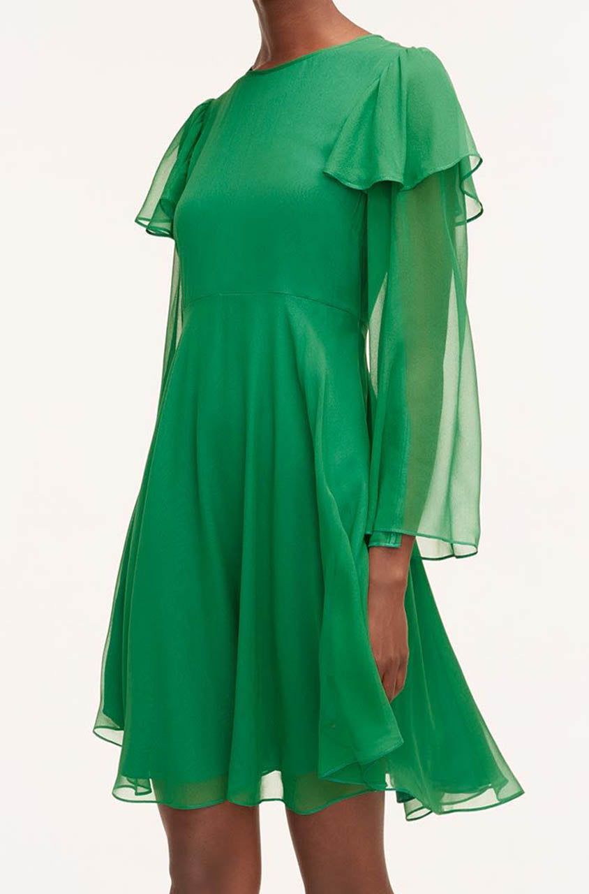 Ruffle Silk Chiffon Dress in Jade by Rebecca Taylor