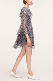 Rochelle Fleur Ruffle Silk Dress