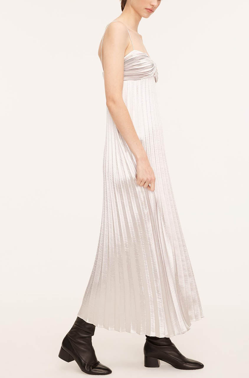 Lamé Pleated Dress in Silver by Rebecca Taylor