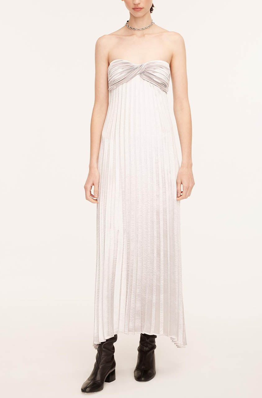 Lamé Pleated Dress in Silver by Rebecca Taylor