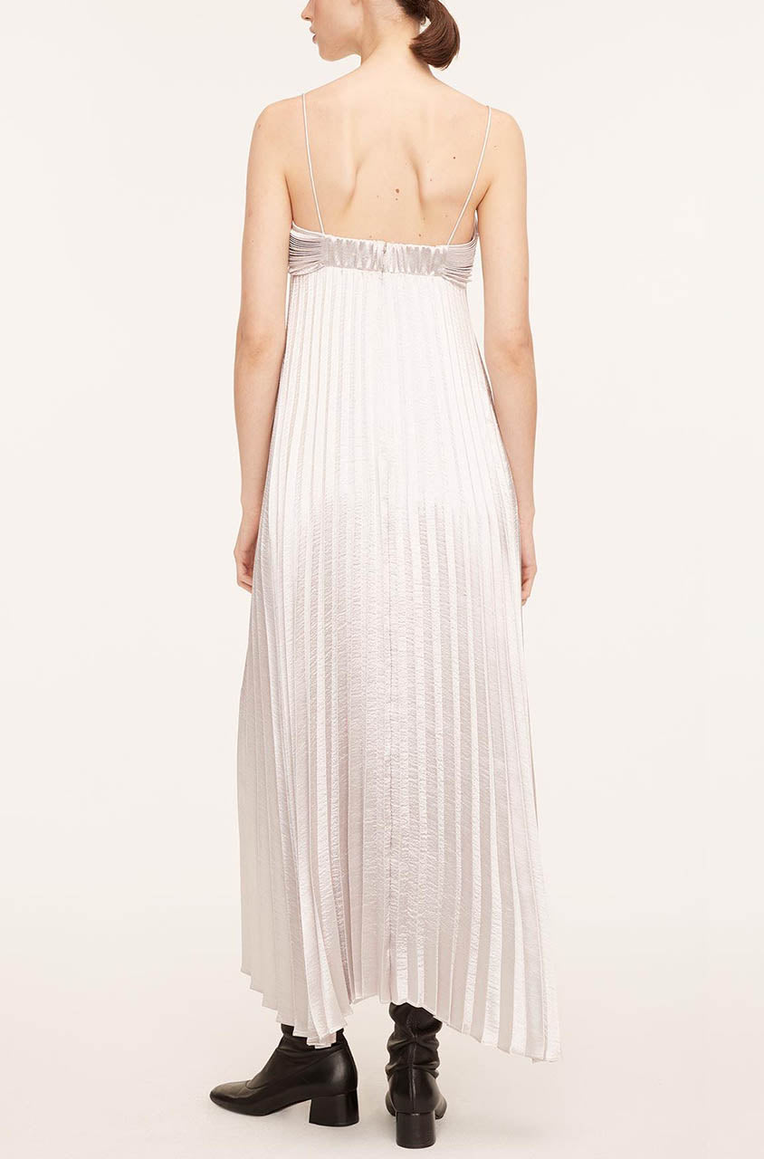 Lamé Pleated Dress in Silver by Rebecca Taylor