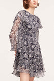 Rochelle Fleur Ruffle Silk Dress
