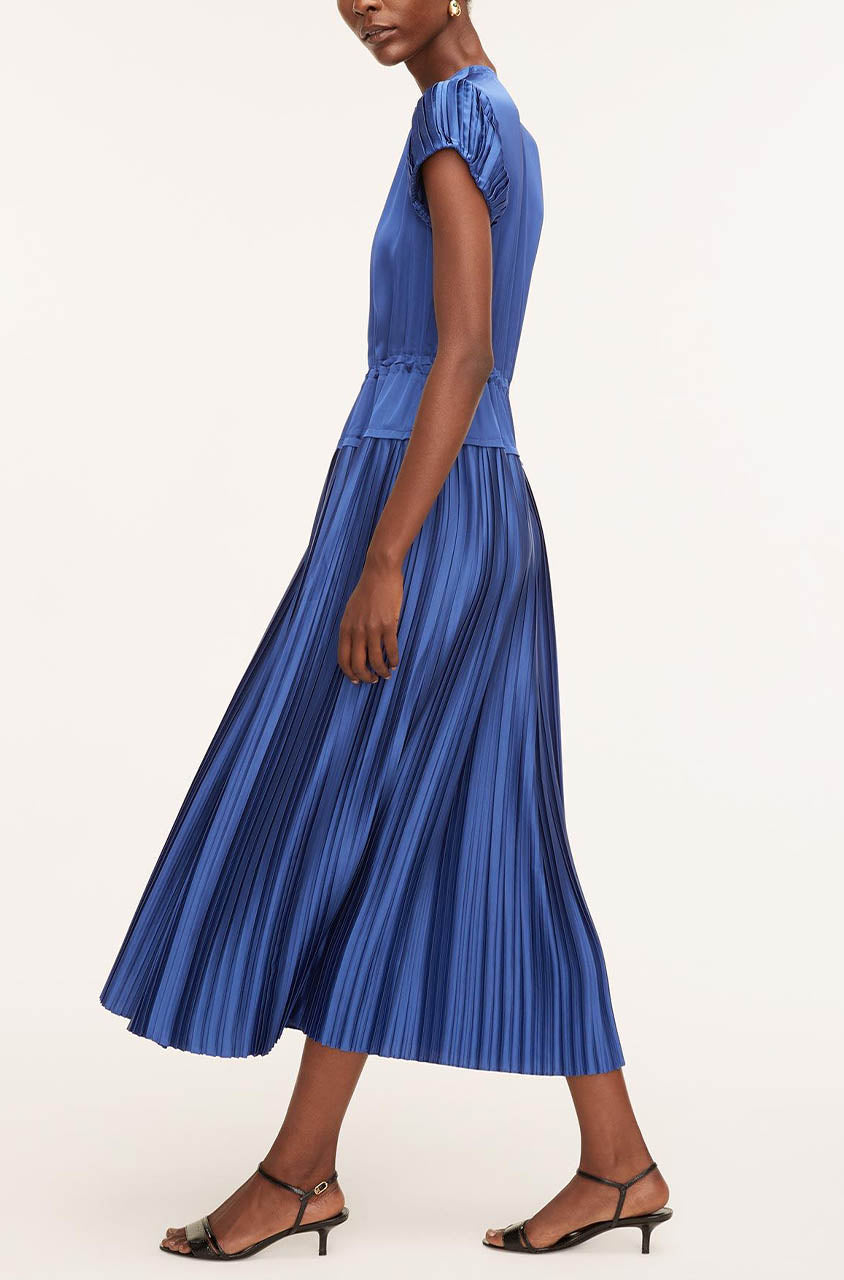 Pleated Sleeve Dress in Cobalt by Rebecca Taylor