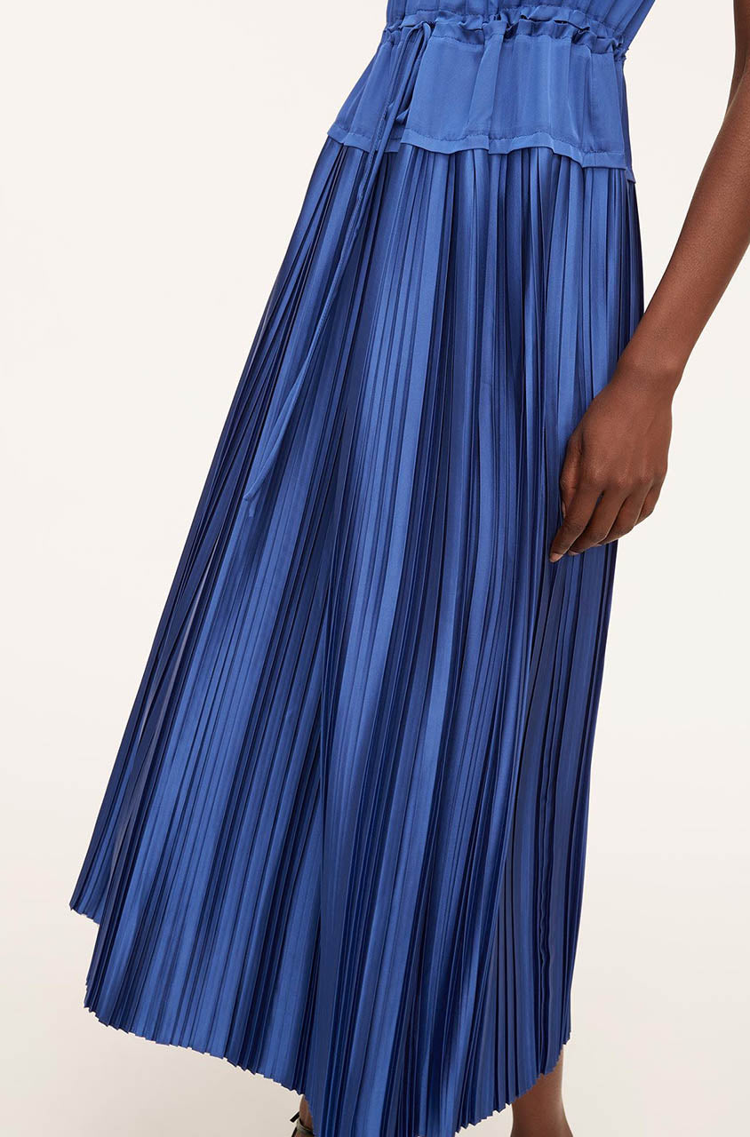 Pleated Sleeve Dress in Cobalt by Rebecca Taylor
