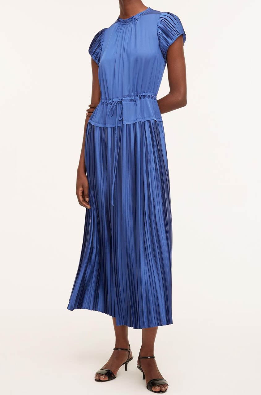 Pleated Sleeve Dress in Cobalt by Rebecca Taylor