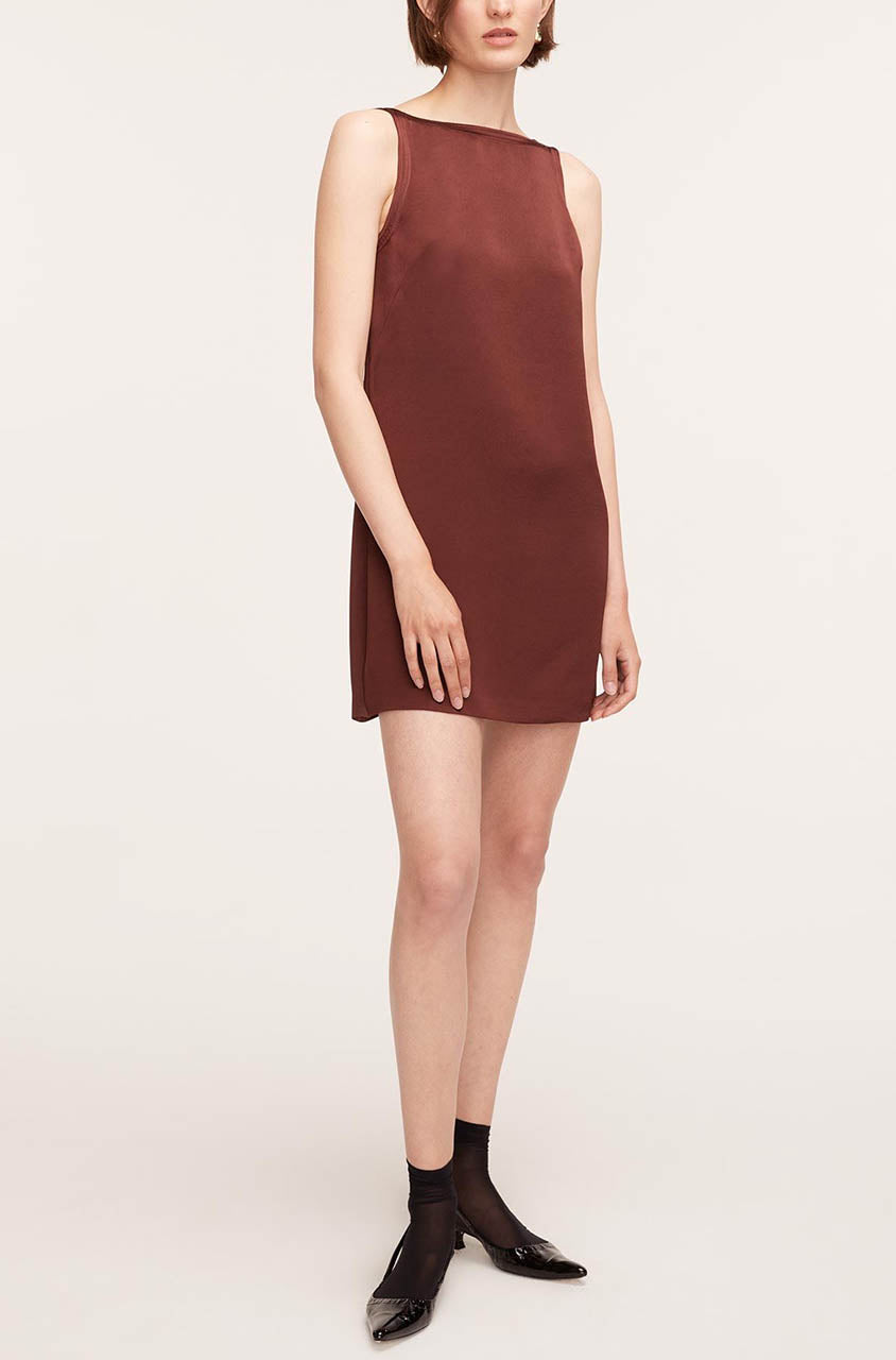 Heavy Satin Shift Dress in Raisin by Rebecca Taylor