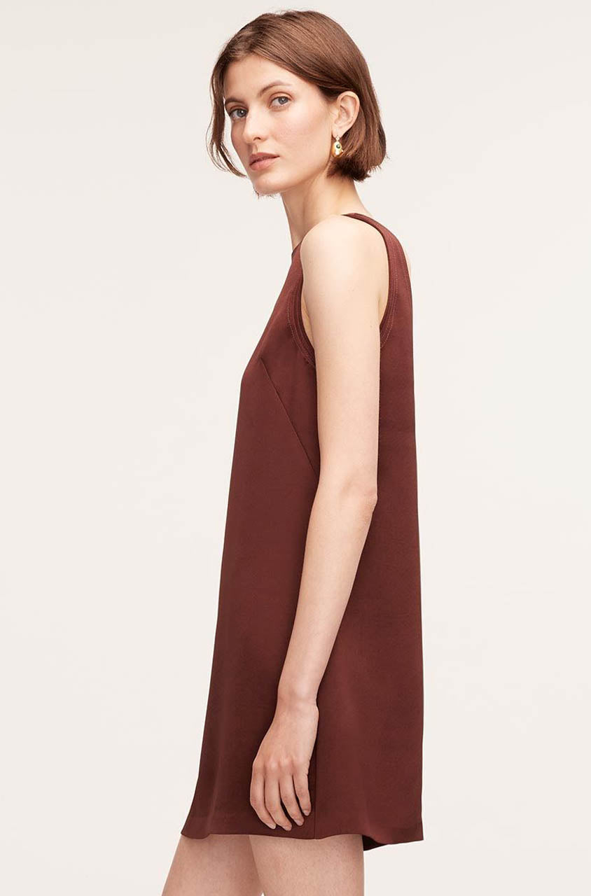 Heavy Satin Shift Dress in Raisin by Rebecca Taylor
