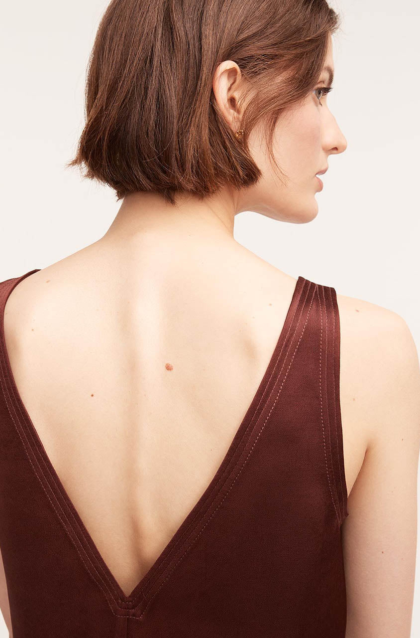 Heavy Satin Shift Dress in Raisin by Rebecca Taylor