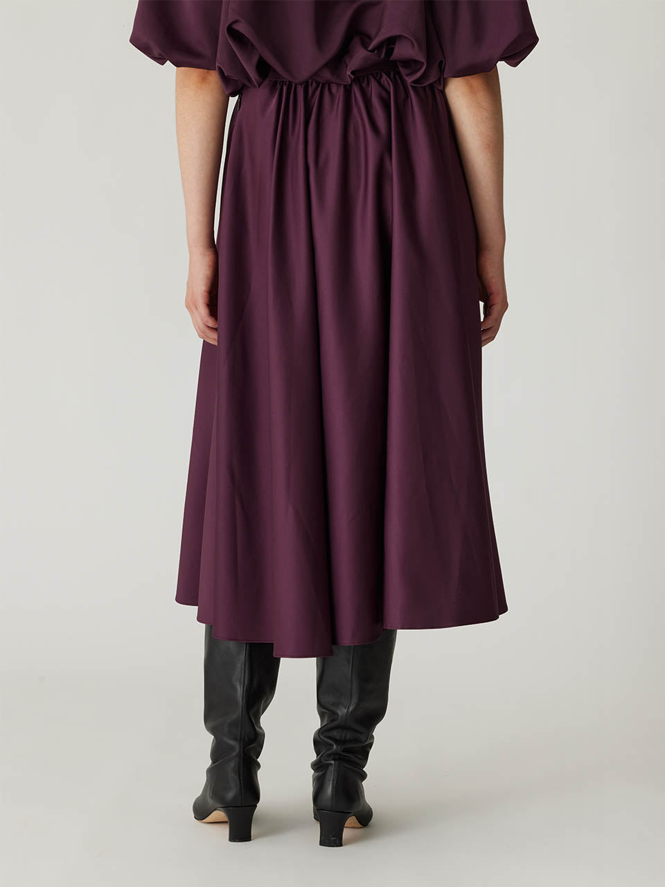 Plum Streamlined Midi Skirt Techy Sateen Skirt in Plum by Rebecca Taylor