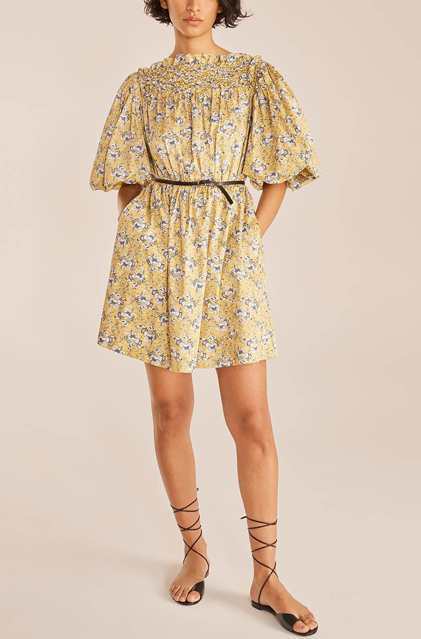 Rebecca Taylor Intaglio Rose Smocked Mini Dress
