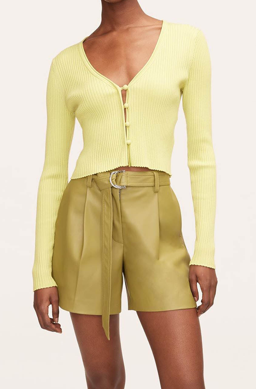 Vegan Leather Belted Short in Manzanilla by Rebecca Taylor