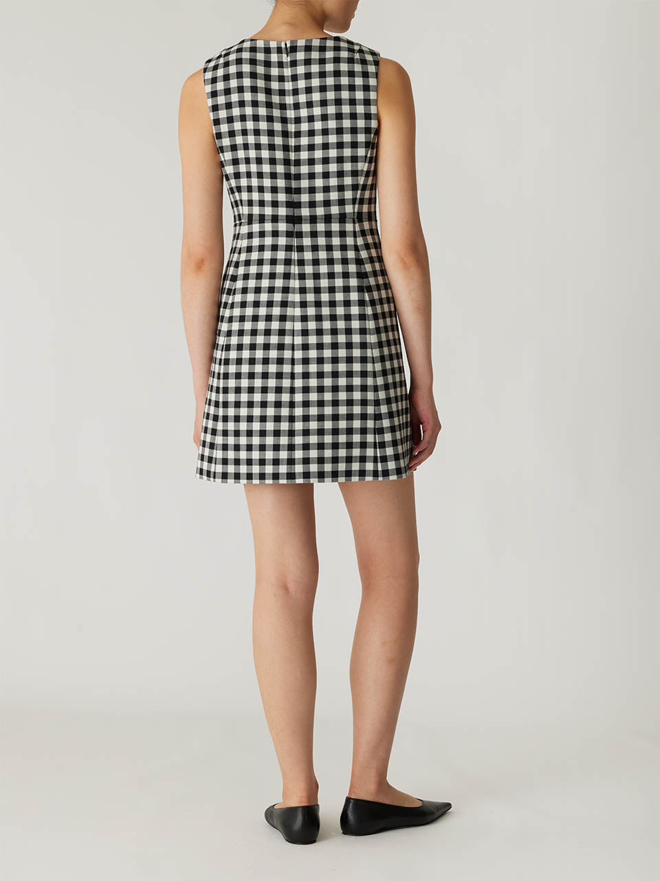 Black and White Check Sleeveless Dress Phillipa Check Button Front Mini Dress in Black Combo by Rebecca Taylor