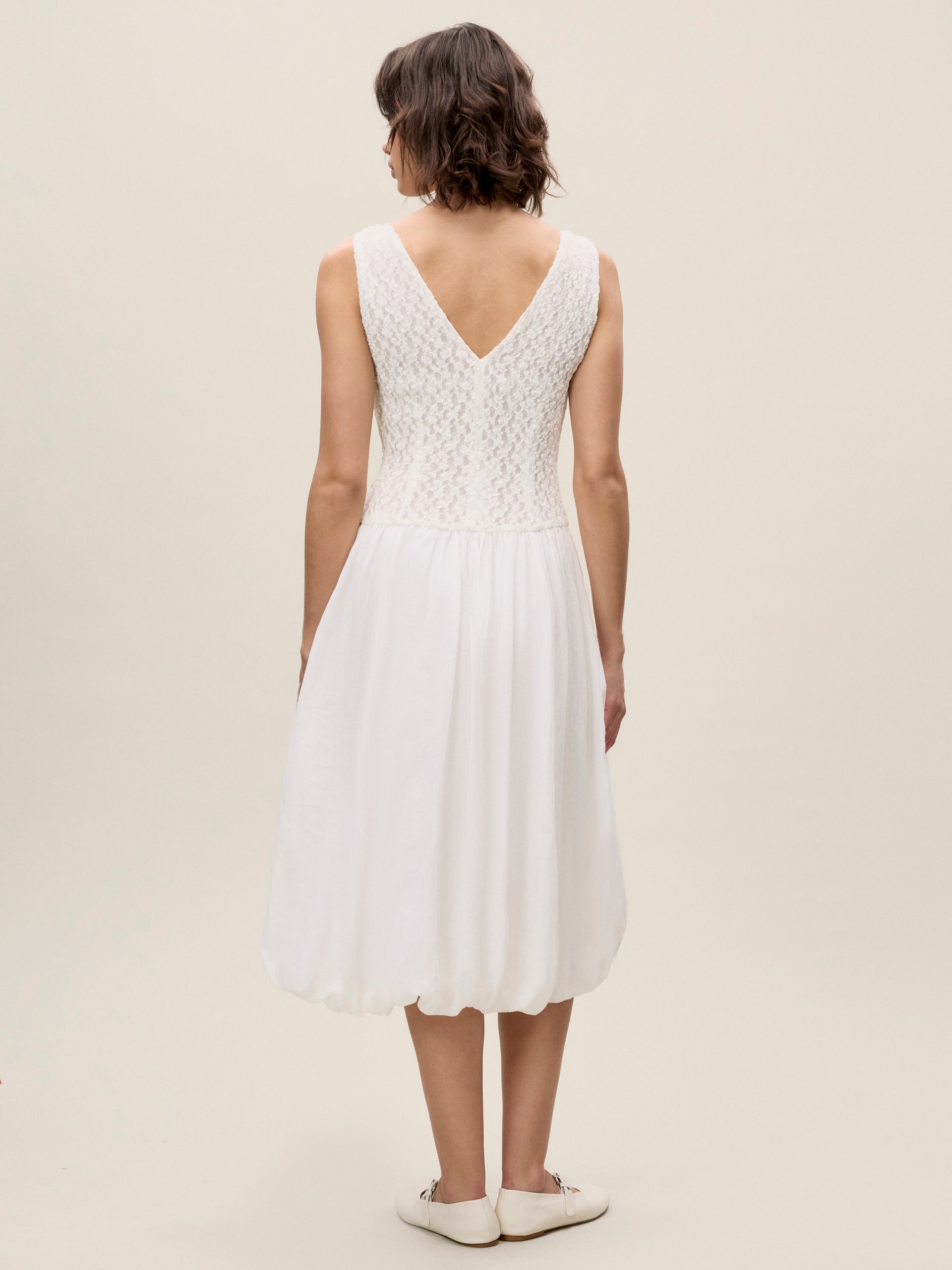 Fiona Mixed Media Dress in White by Rebecca Taylor