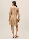 Silk Burnout Check Godet Dress