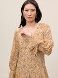 Silk Burnout Check Godet Dress