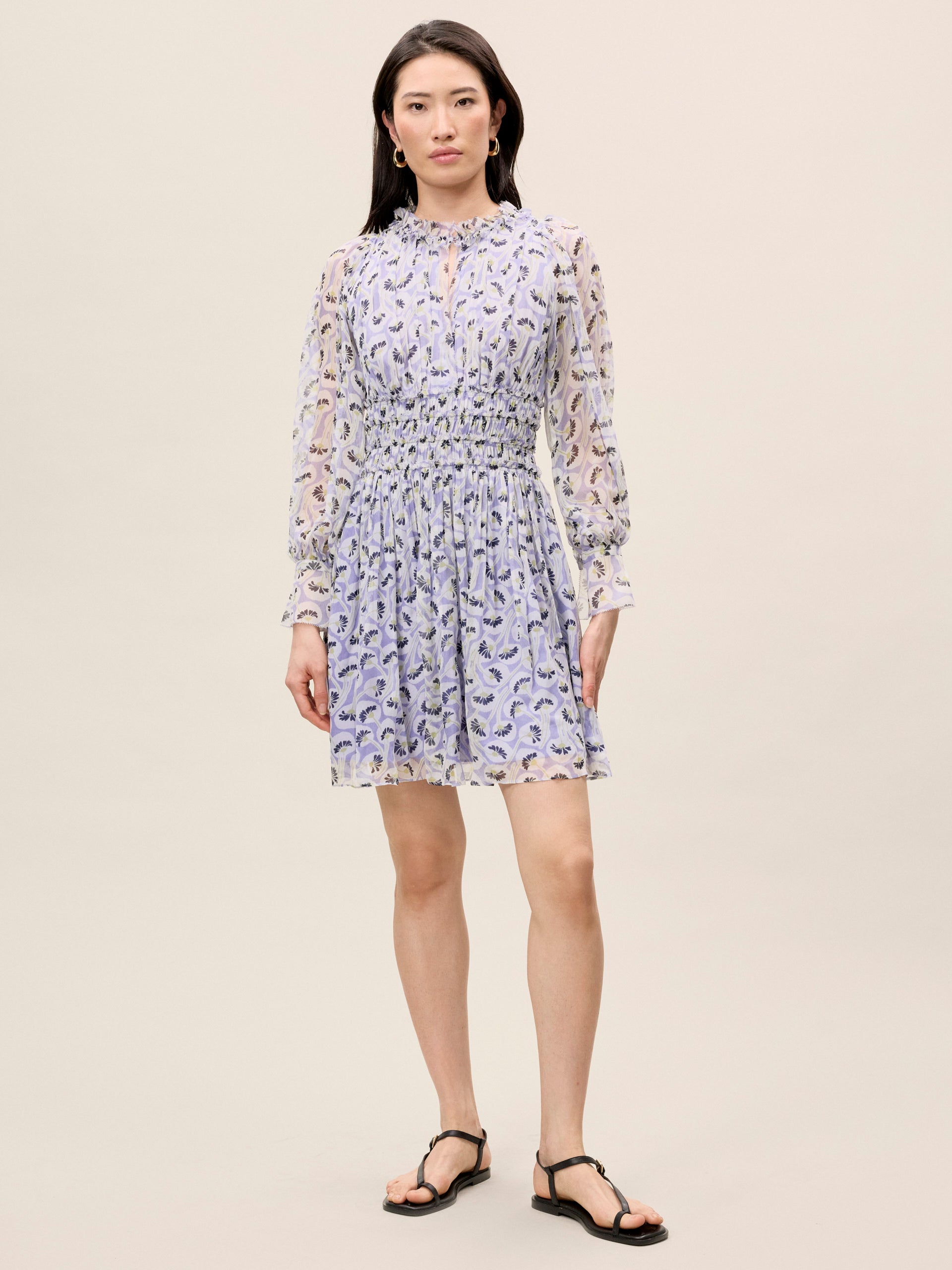 Deco Long Sleeve Dress in Deco Fleur Aster Combo by Rebecca Taylor