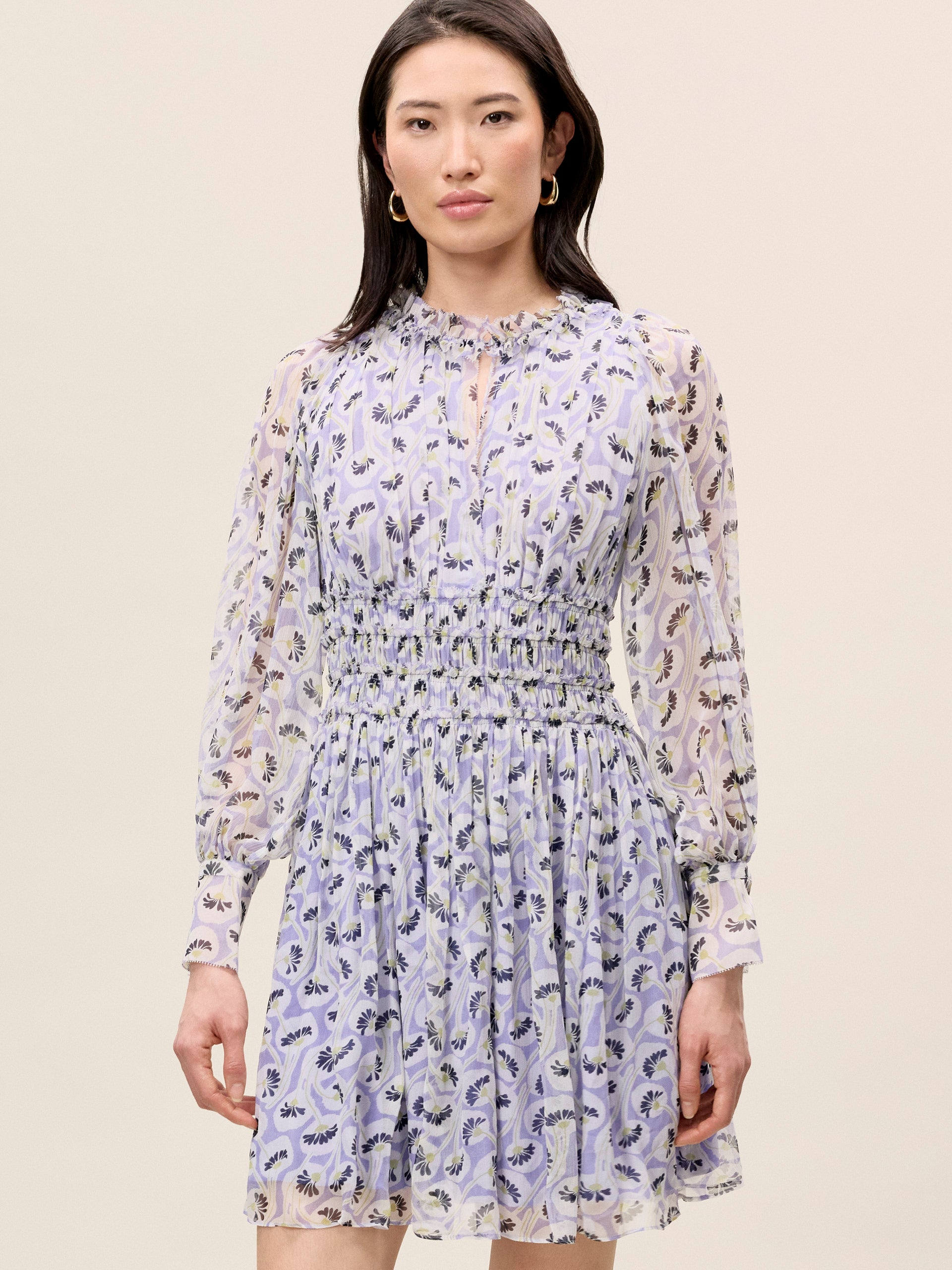 Deco Long Sleeve Dress in Deco Fleur Aster Combo by Rebecca Taylor
