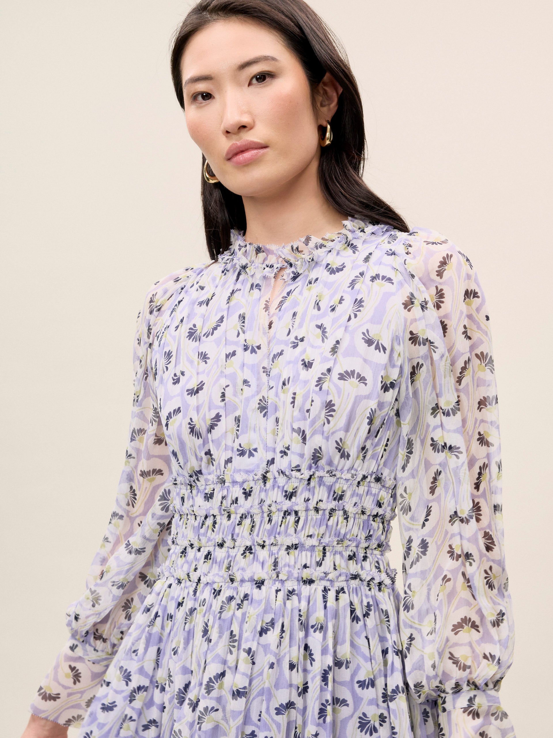 Deco Long Sleeve Dress in Deco Fleur Aster Combo by Rebecca Taylor