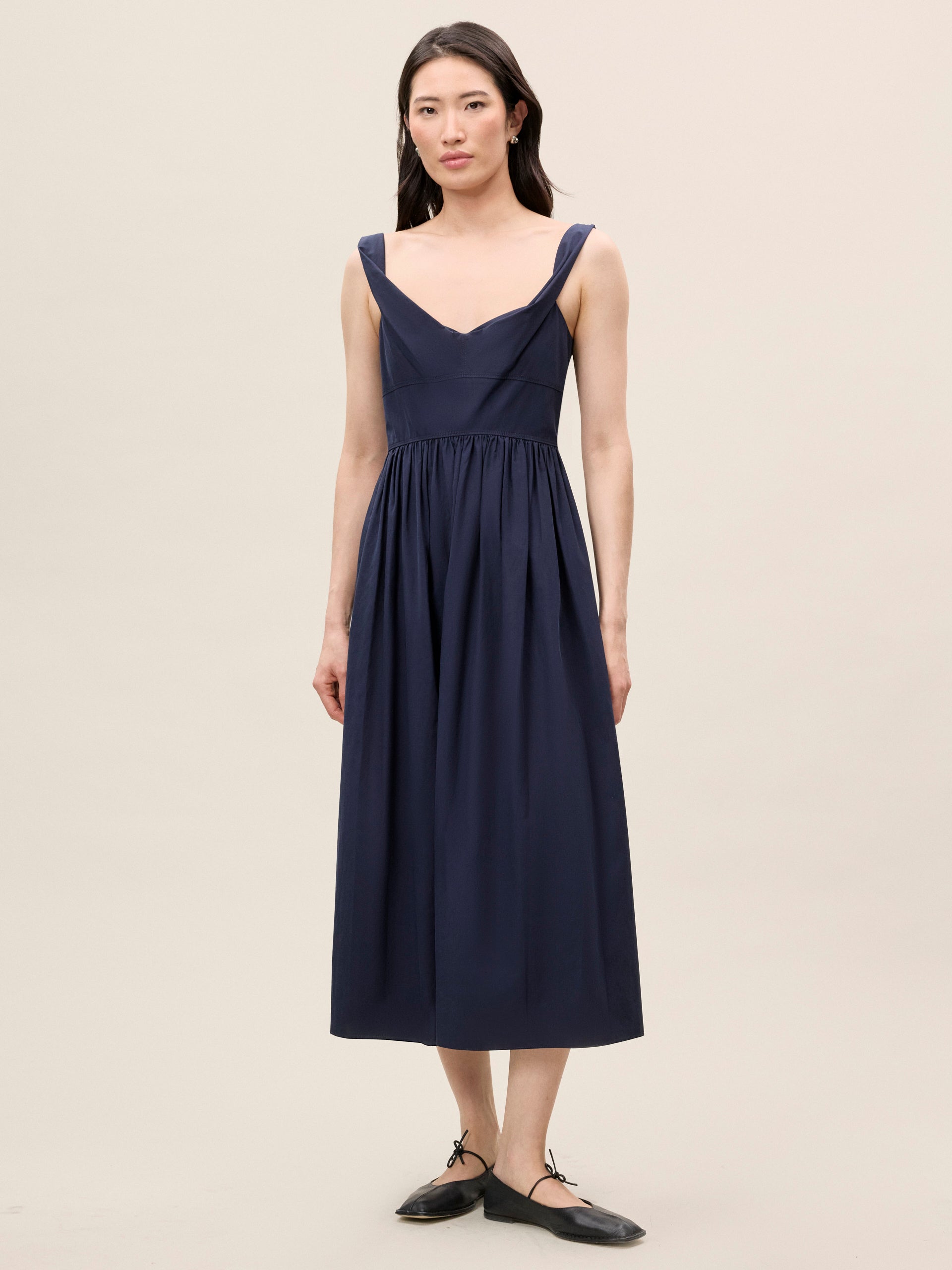 Sleeveless Midi Dress in Navy by Rebecca Taylor