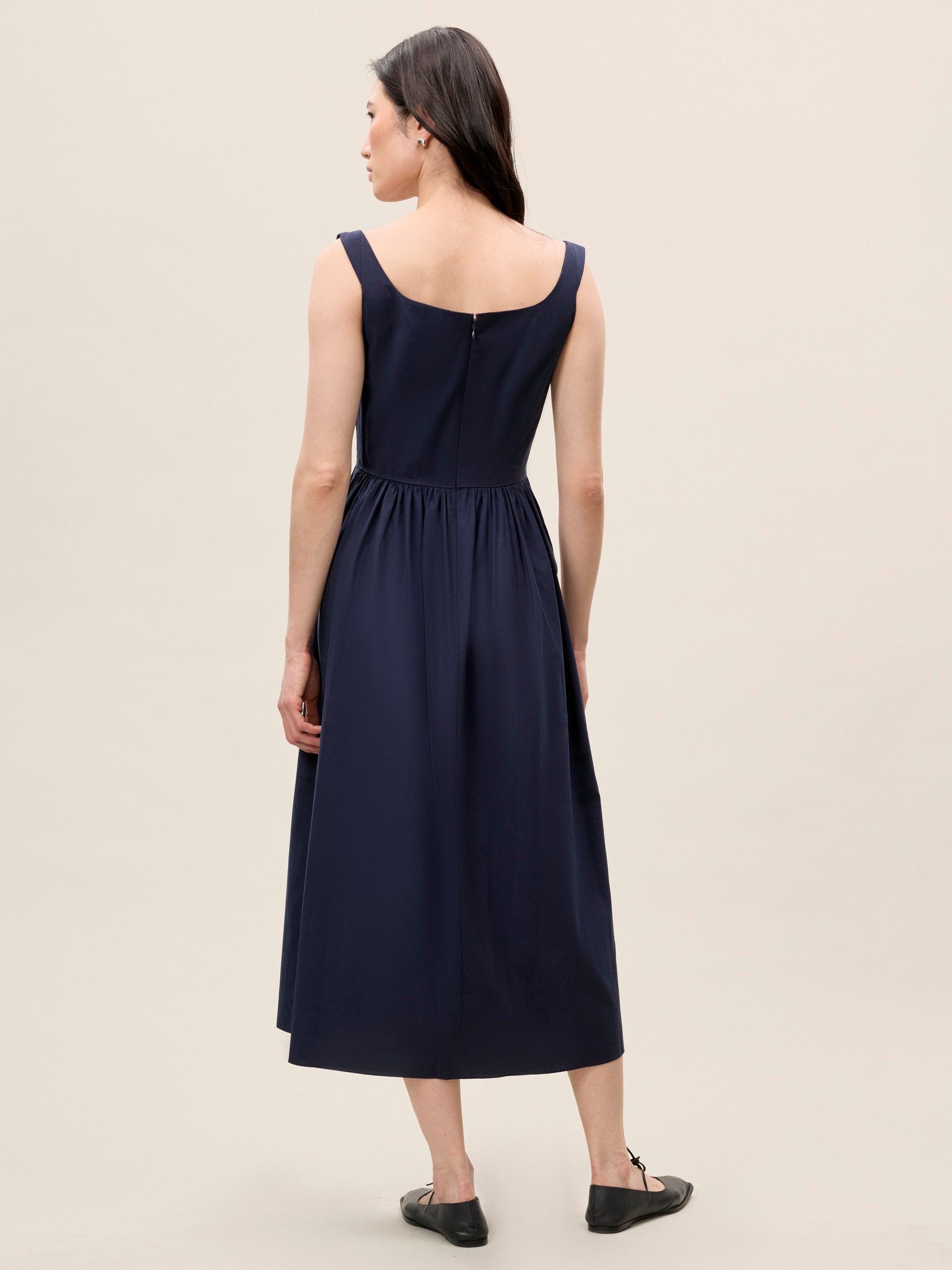 Sleeveless Midi Dress in Navy by Rebecca Taylor