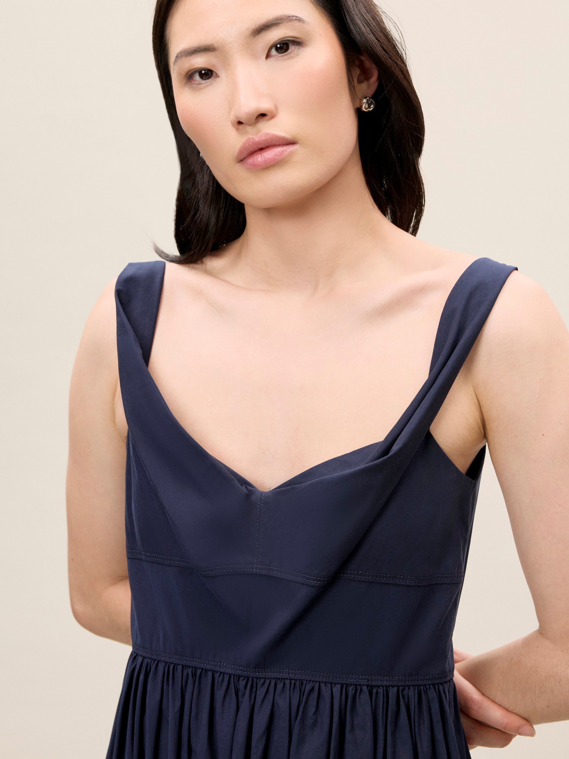 Sleeveless Midi Dress in Navy by Rebecca Taylor
