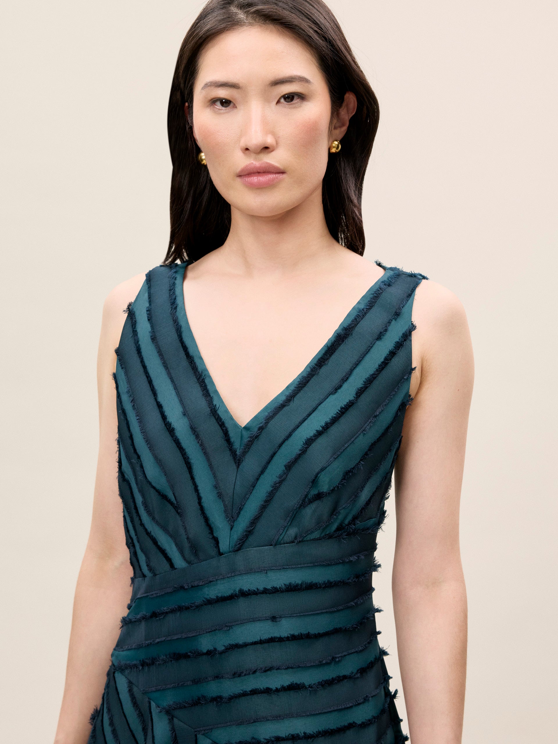 Eyelash Mini Dress in Green/Navy by Rebecca Taylor