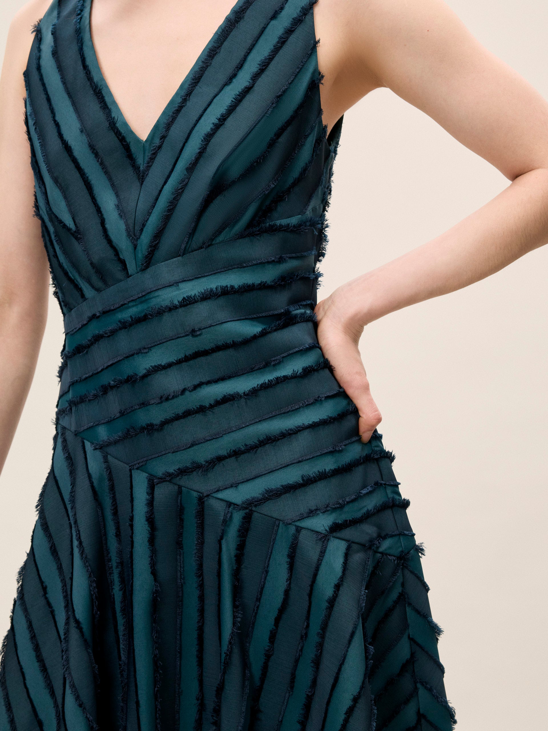 Eyelash Mini Dress in Green/Navy by Rebecca Taylor