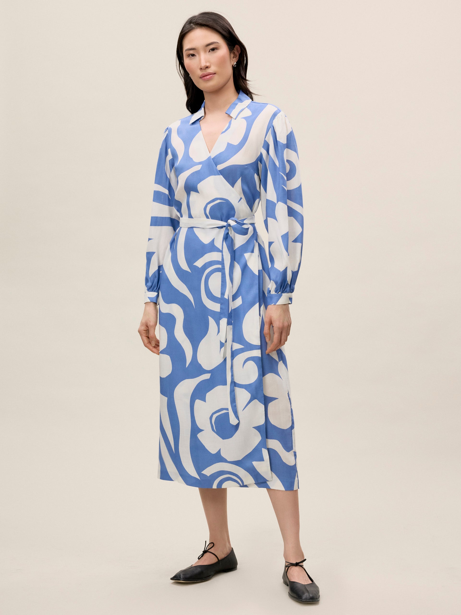 Silhouette Fleur Long Sleeve Whisper Dress in Silhouette Fleur French Blue Combo by Rebecca Taylor
