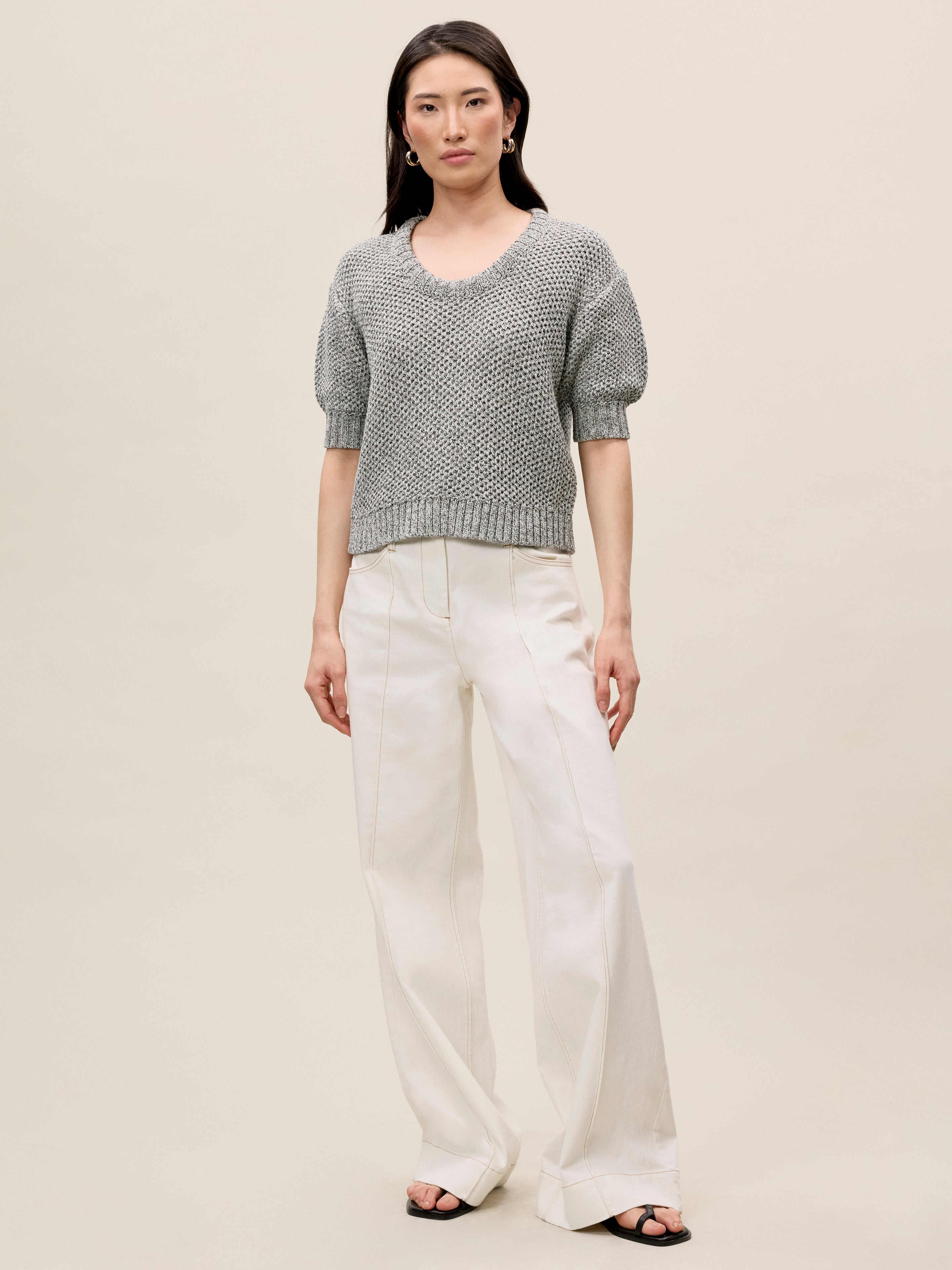 Thea Knit Sweater in Black Multi by Rebecca Taylor