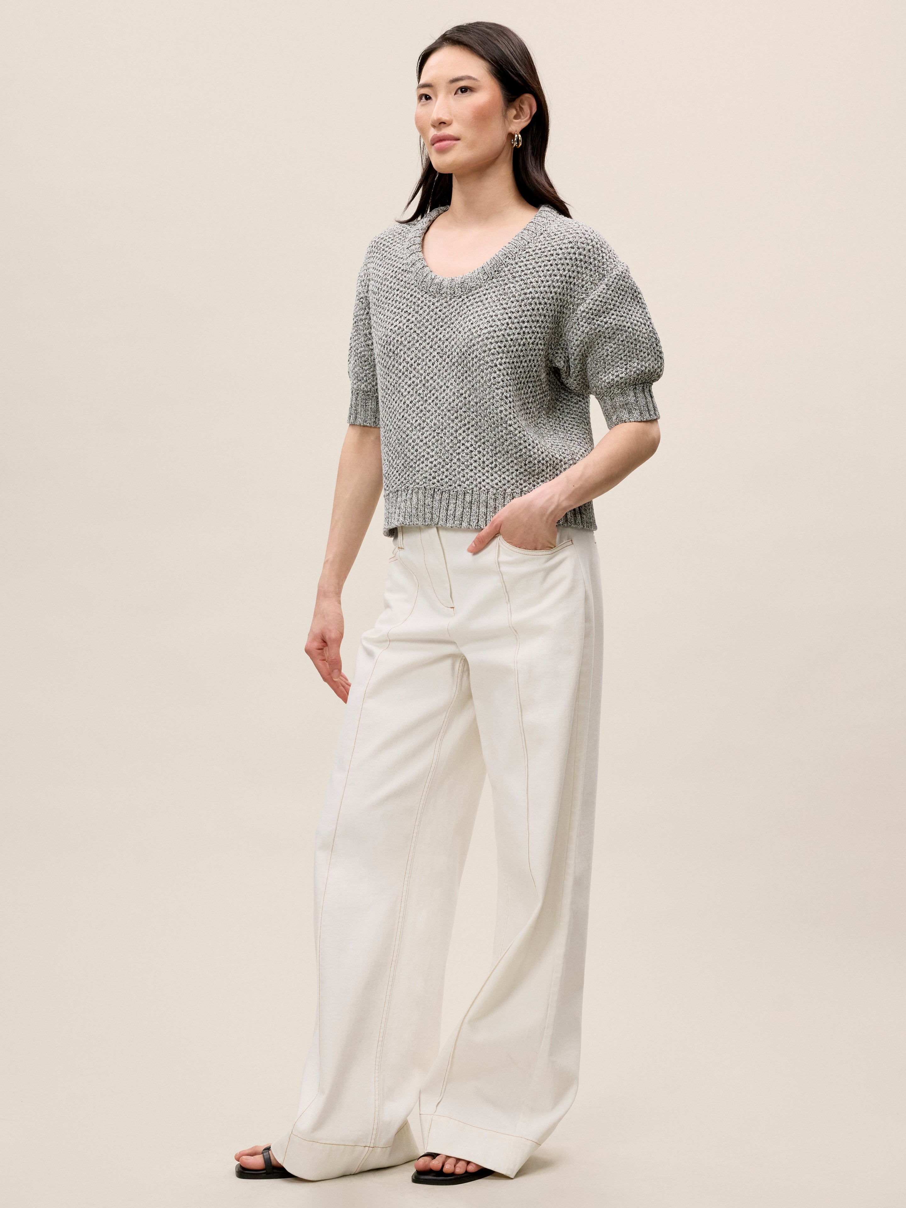 Thea Knit Sweater in Black Multi by Rebecca Taylor