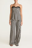 Gingham Twill Embroidered Bustier Tank