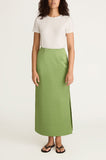 Slub Sateen Midi Skirt