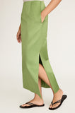 Slub Sateen Midi Skirt