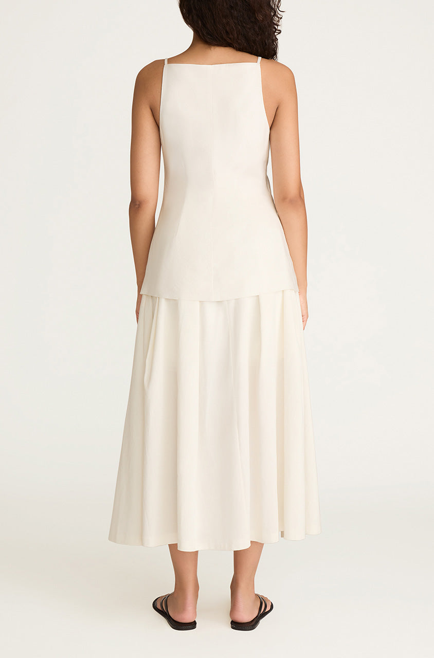White Square Neck Zip-Up Vest Top Sleeveless Structured Top in Milk by Rebecca Taylor