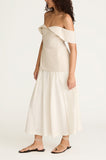 Cotton Sateen Draped Shoulder Top