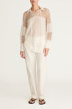 Crepe de Chine and Lace Popover Blouse
