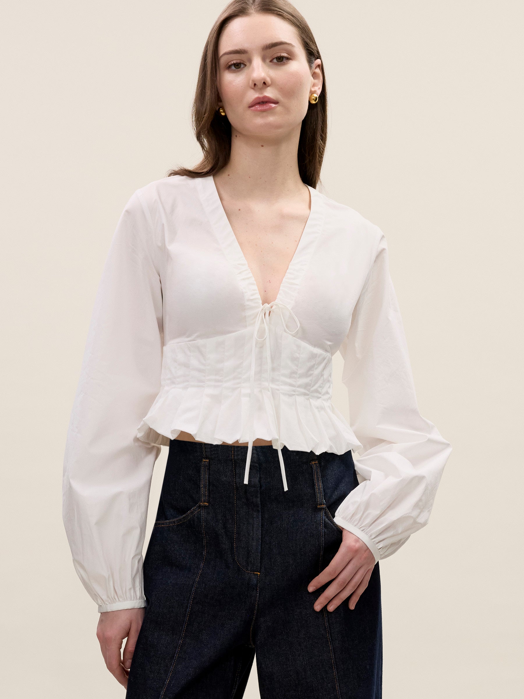 Yara Poplin Blouse in Milk by Rebecca Taylor