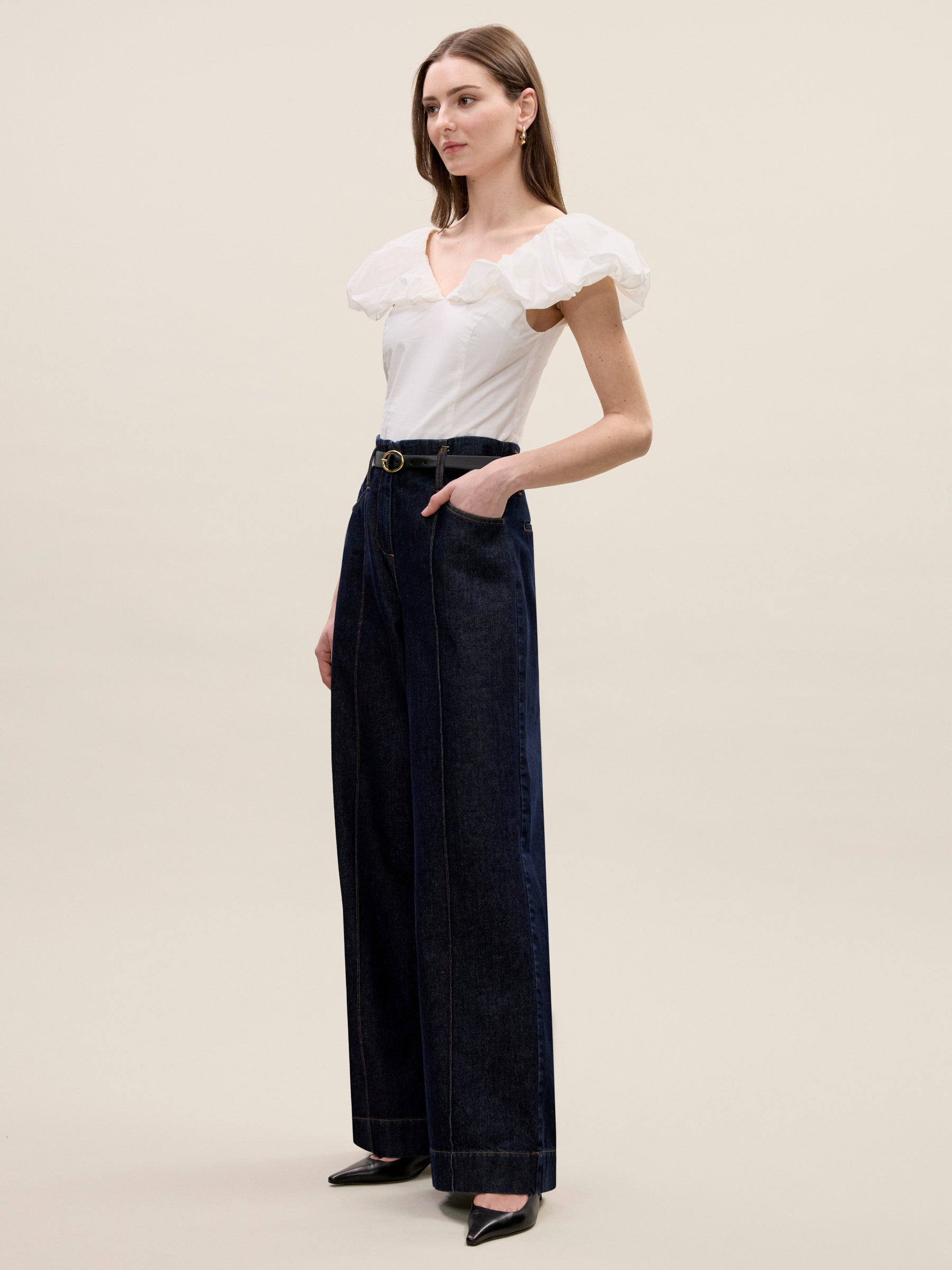 Yara Poplin Top in Milk by Rebecca Taylor