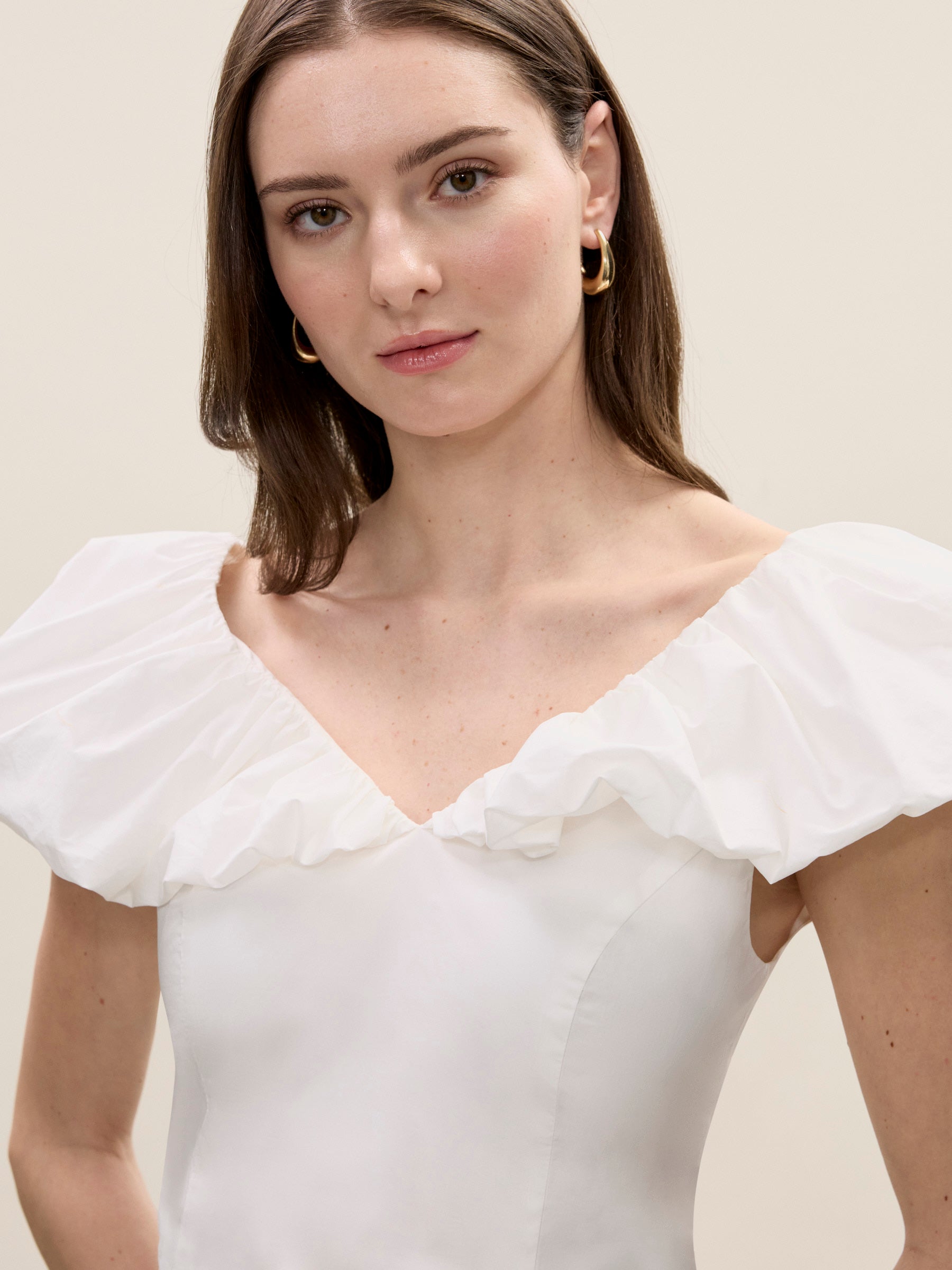 Yara Poplin Top in Milk by Rebecca Taylor
