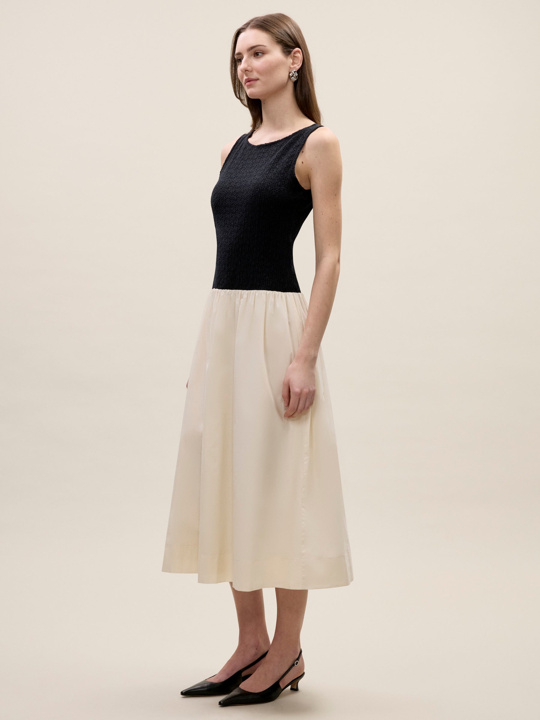 Reese Mixed Media Dress in Black by Rebecca Taylor