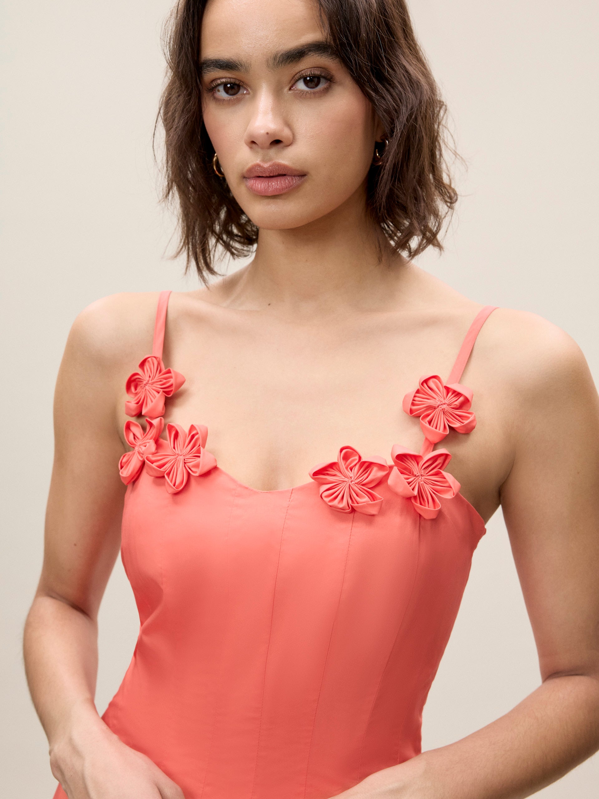 Priya Poplin Dress in Coral by Rebecca Taylor