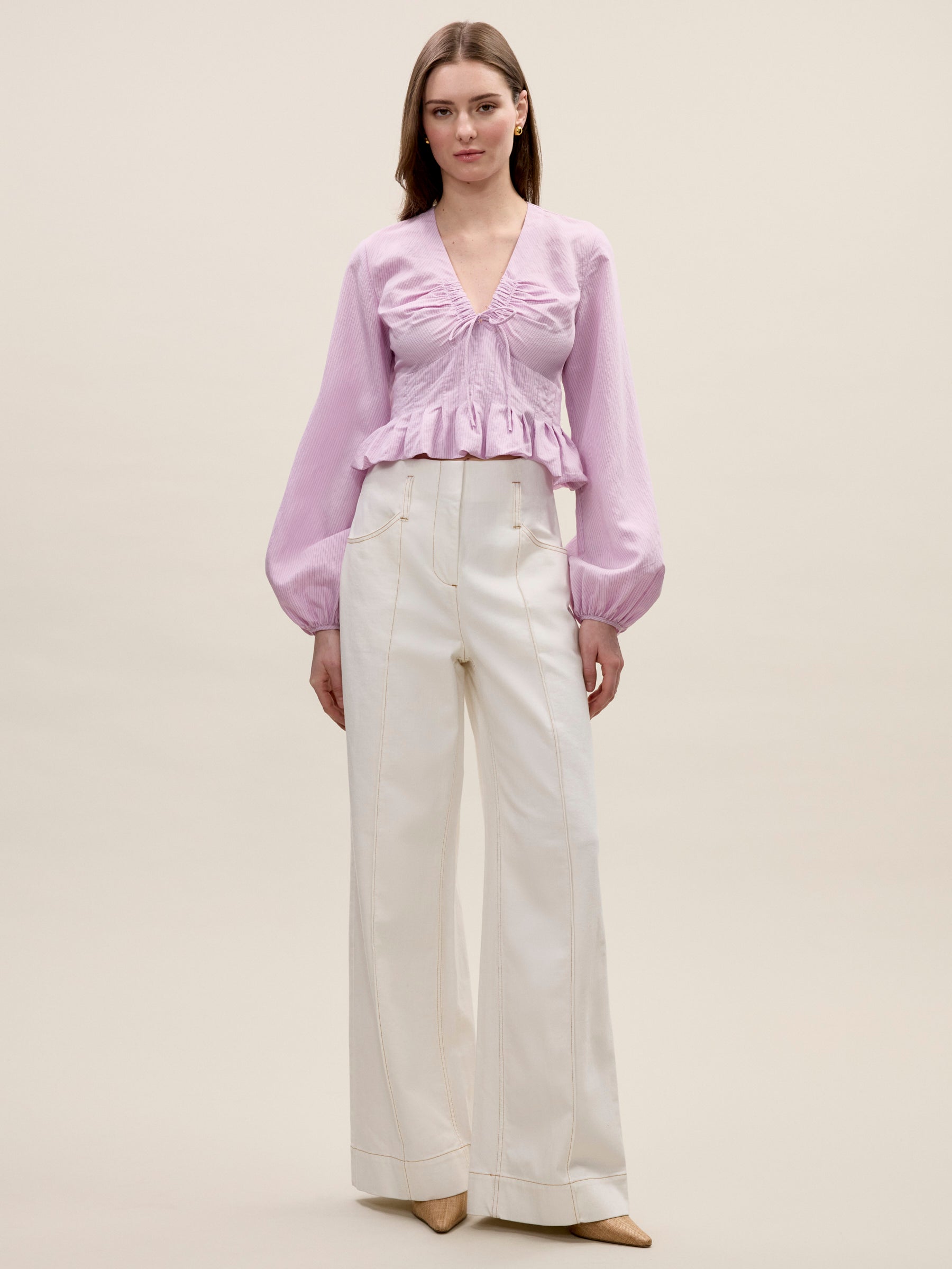 Allegra Stripe Blouse in Wisteria by Rebecca Taylor