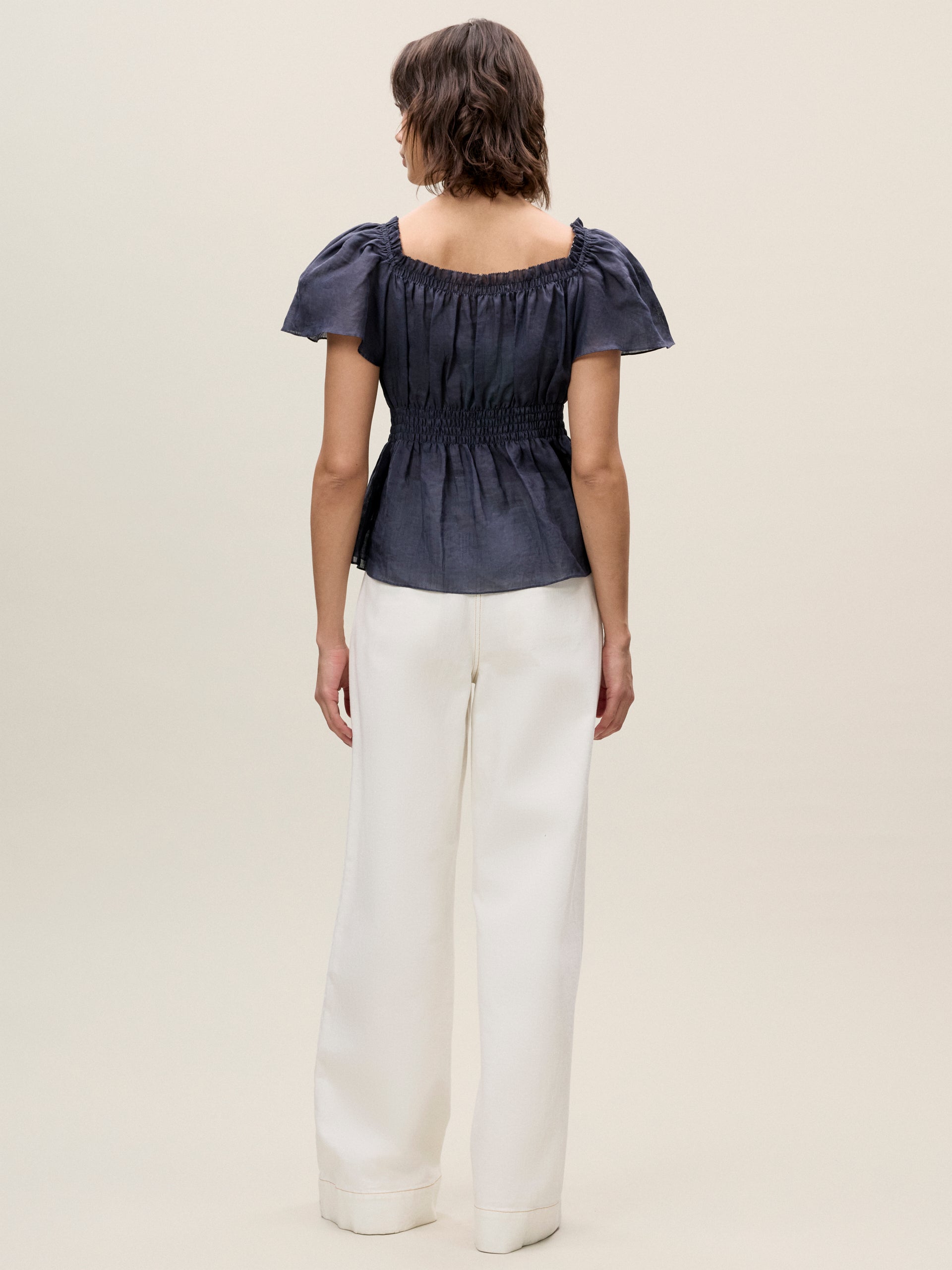 Anya Ramie Top in Navy by Rebecca Taylor