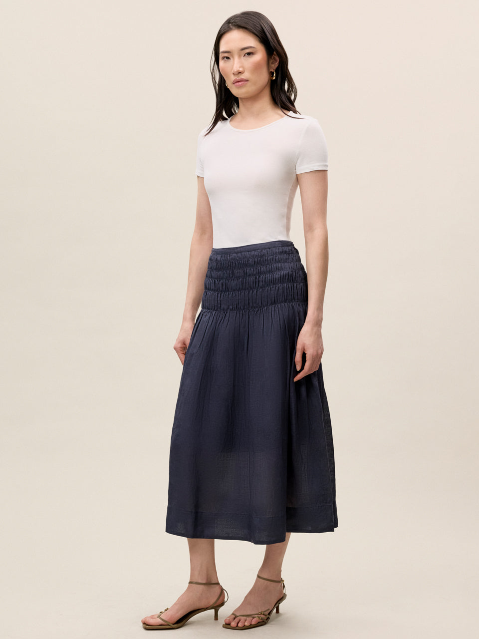 Anya Ramie Skirt in Navy by Rebecca Taylor