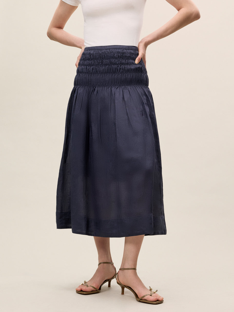 Anya Ramie Skirt in Navy by Rebecca Taylor