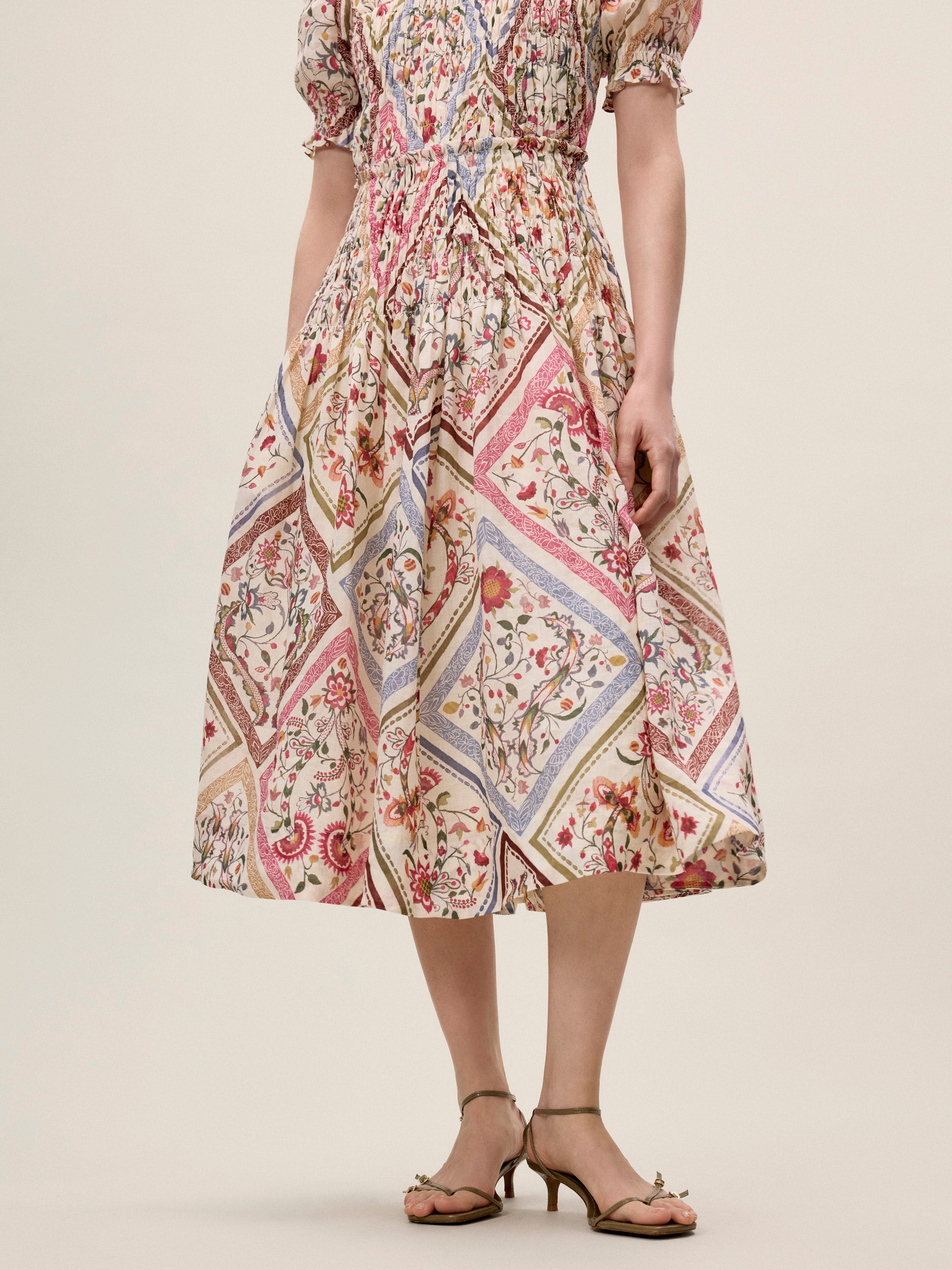 Anya Ramie Dress in Montage Floral Ivory Combo by Rebecca Taylor