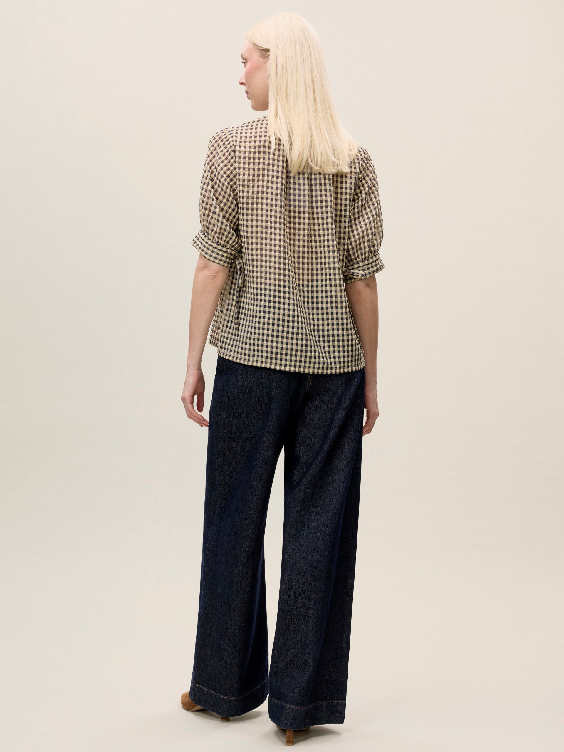 Aster Gingham Blouse in Blue Combo by Rebecca Taylor