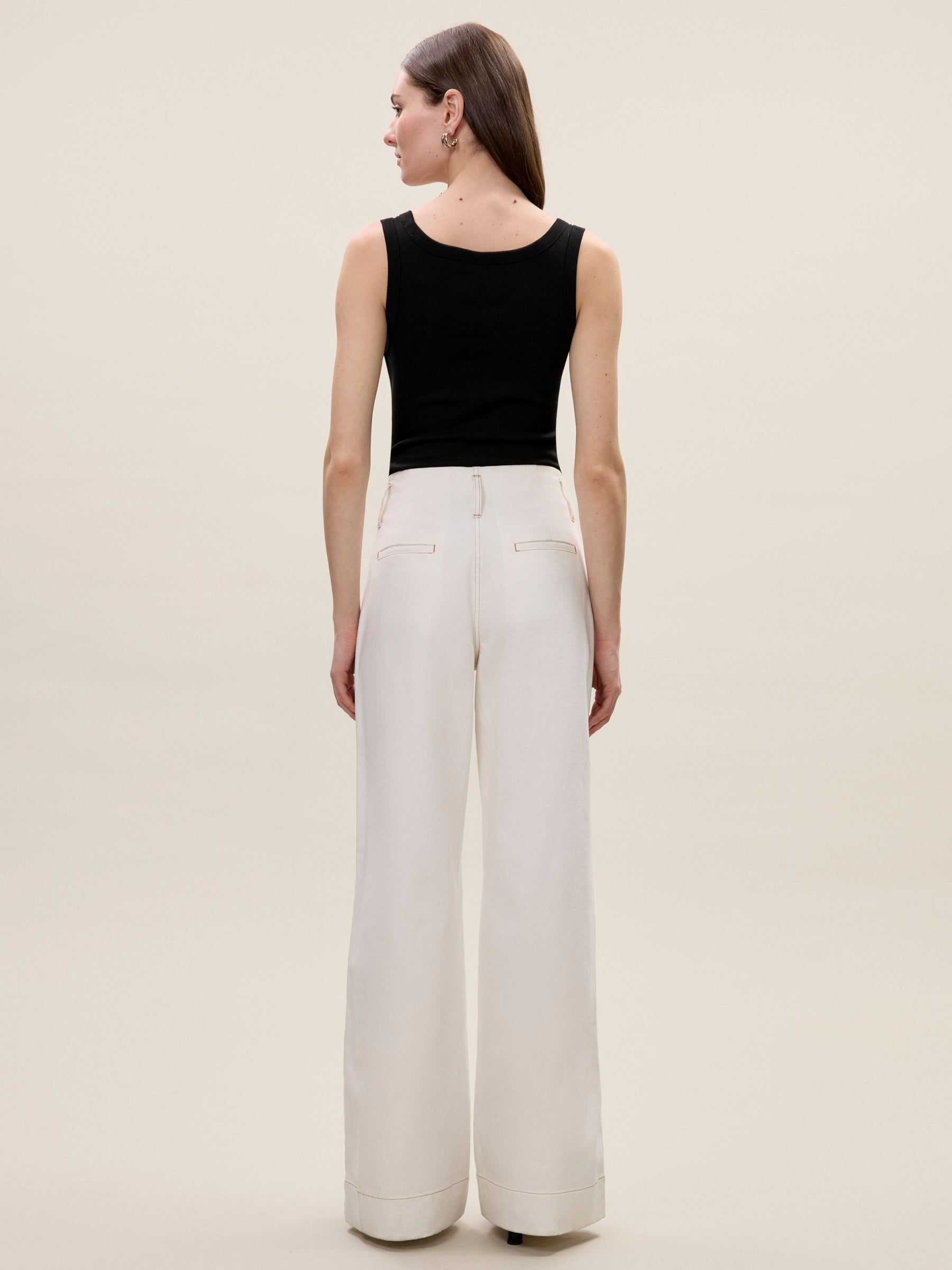 Cora Denim Pants in Eggshell Wash by Rebecca Taylor