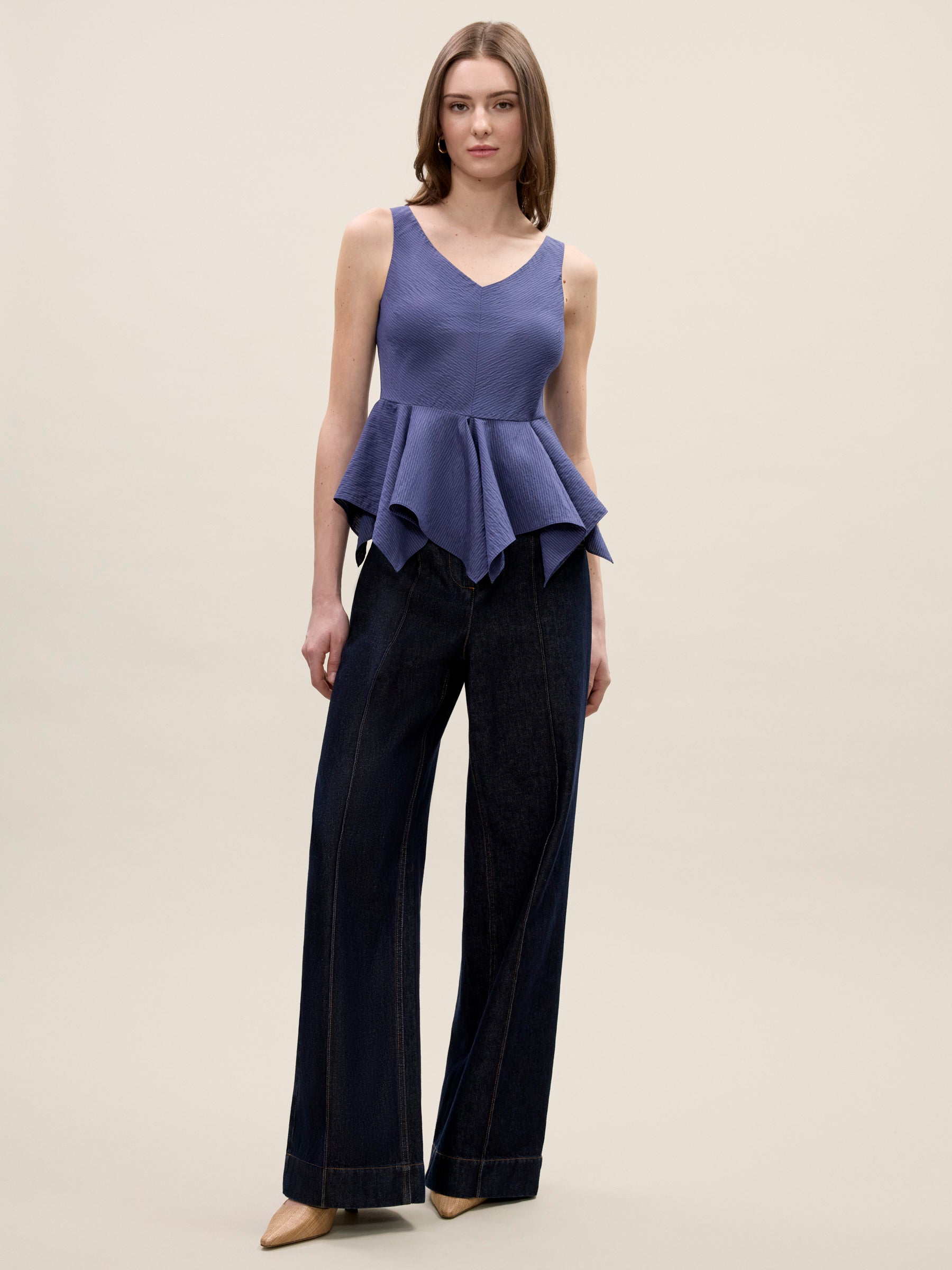 Allegra Stripe Top in Navy by Rebecca Taylor